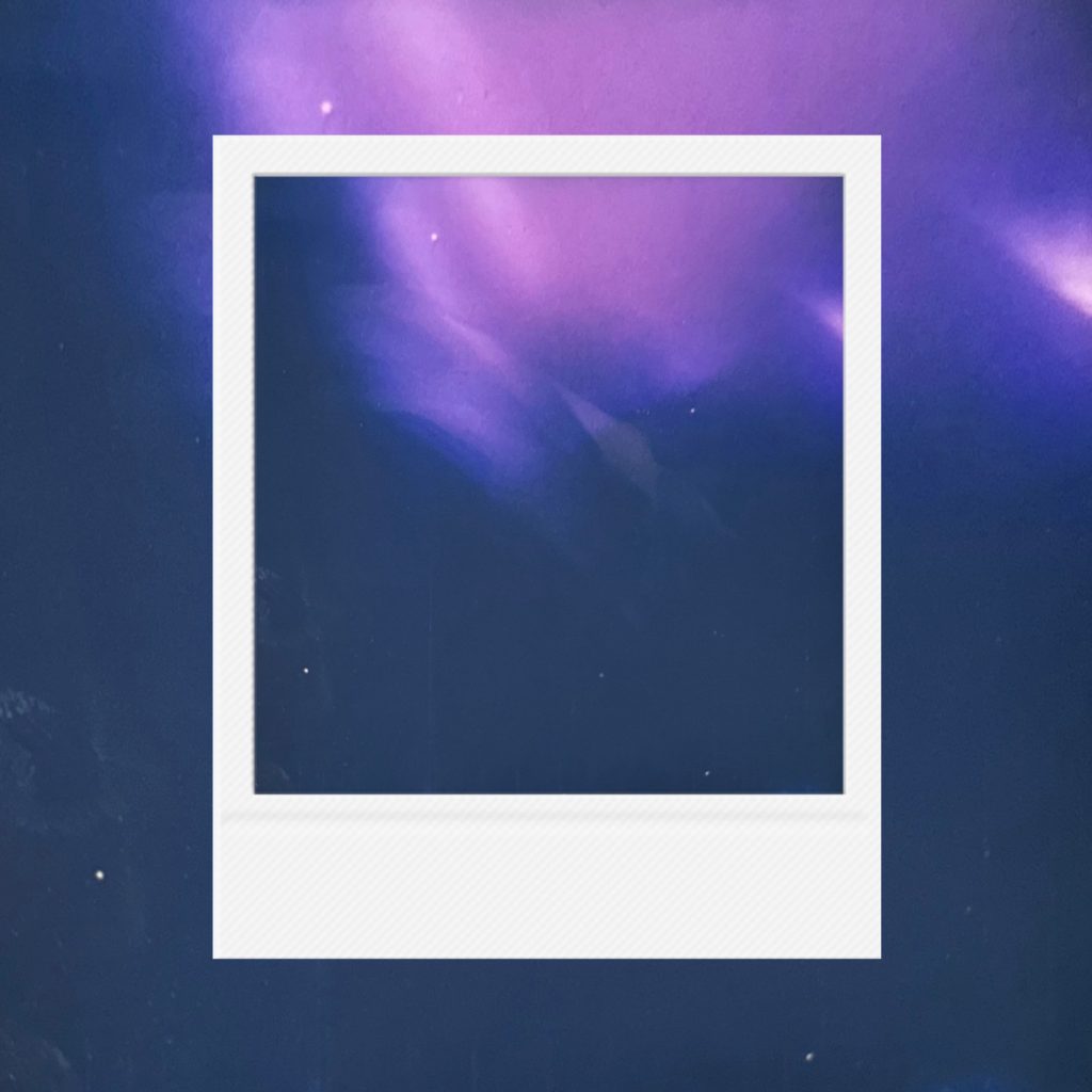 A nostalgic record of faint scents within an analog film frame featuring soft traces of petals resembling the violet night sky